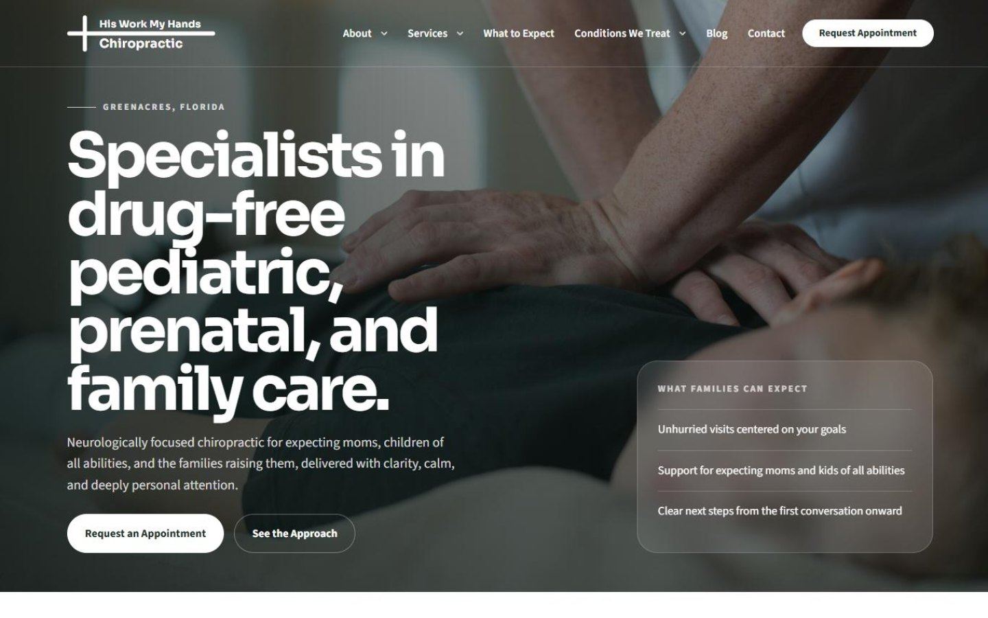 His Work My Hands Chiropractic website screenshot